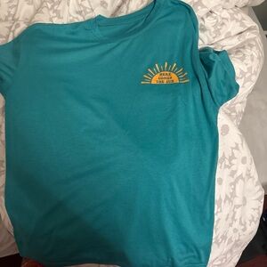 Teal T-Shirt with Sun Graphic